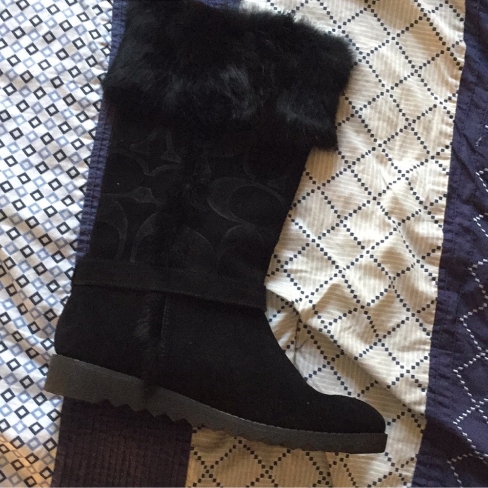 Coach Black Fur-Trimmed Winter Boots